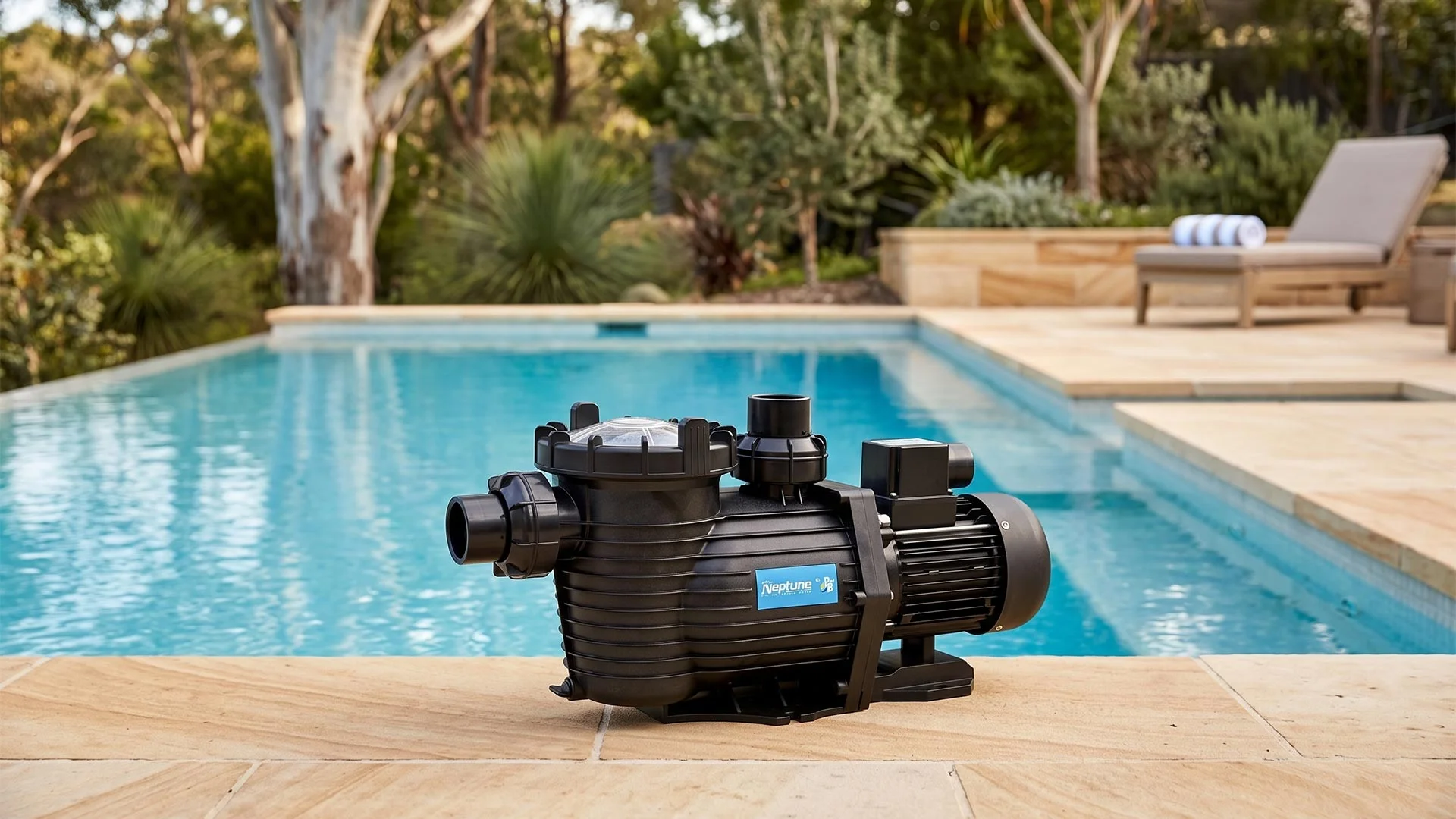 Pool Pump on Side of clean pool